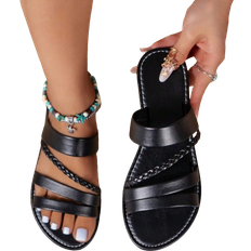 Sko Shein Women's Mules with Braided Detail, Flat Holiday Black
