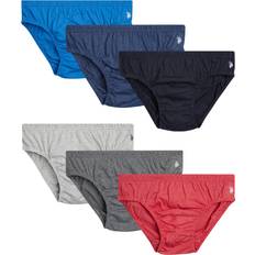 Denim - Men Underwear U.S. Polo Assn. Men's Underwear Low Rise Briefs with Contour Pouch 6 Pack Small, Blue/Denim/Navy/Light Heather Grey/Sharkskin/Heather Red