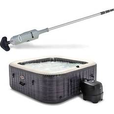 Pool Care Intex above ground pool vacuum cleaner and inflatable hot tub with 170 airjets Gray