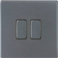 Hamilton Hartland G2 10A 2 Gang 2 Way Screwless Light Switch Anthracite Grey with Grey Inserts 7G2AR22GA-QG