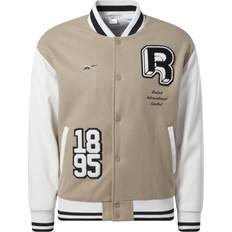 Reebok Unisex Outerwear Reebok Standard Unisex Classics Reserve Varsity Jacket, Boulder Beige