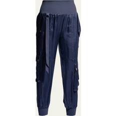Cargo Trousers - Slit Cinq A Sept Harmony Satin Cargo Jogger Pants - Navy