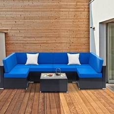 Bed Bath & Beyond 7-piece rattan wicker sectional sofa Outdoor Lounge Set