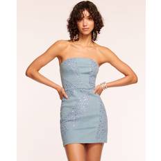 Vestidos on sale Ramy Brook Elma Strapless Sequin Denim Dress - Lightwash