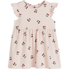 H&M Kid's Flounce Trimmed Jersey Dress - White/Strawberry (0928133060)