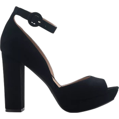 Fabric Heeled Sandals Sun + Stone Reeta - Black Micro