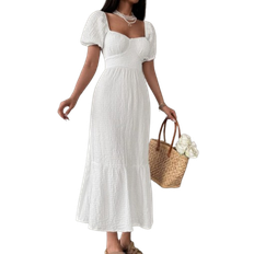 Shein Sweetheart Neck Puff Sleeve Ruffle Hem Dress