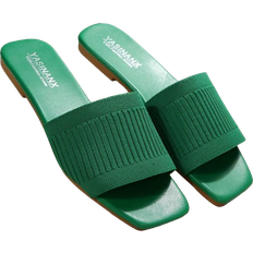 Summer shoes Shein Women Square Toe Knitted Non-Slip Slippers with Breathable Flat Open Toe, Wide Fit Casual Summer Shoes