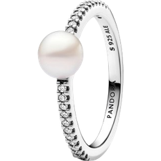 Treated Pavé Ring - Silver/Pearl/Transparent