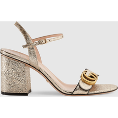 Gucci Heeled Sandals Gucci Metallic Laminate Leather Mid-heel Sandal, Gold