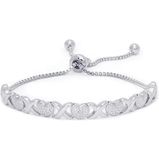 Macy's Women Bracelets Macy's Heart X Link Bracelet - Silver/Diamonds