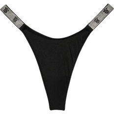 Victoria's Secret Double Shine Strap Smooth Thong Panty - Black