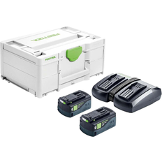 3 pakkaus Akut ja Laturit Festool SYS 18V Energy Set 2 x 5.0Ah TCL6 Duo in Systainer