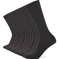 FM London 10-Pack Plain Mens Socks Comfortable Socks Socks Suitable for Work & Casual Wear Breathable, Stain Resistant, Durable Smart Dress Sock, Charcoal, 6-11