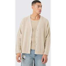 Bambu - Mies Paidat boohooMAN Oversized Ribbed Knit Cardigan - Stone