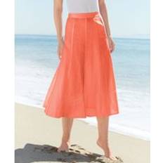 Midi Skirts - Orange Damart Linen Rich Skirt Orange 29"