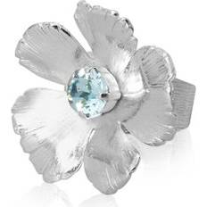 Caroline Svedbom Blå Ringar Caroline Svedbom Ring Anemone Rhodium Aquamarine
