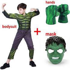 YETP Star height 125-135cm Child Hulk Muscle Costume Marvel Superhero Hulk Cosplay Muscle Costume Fist Plush Gloves Kids Boys Halloween Carnival Costume