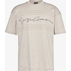 Giorgio Armani Mens Sabbia Cursive Brand-print Cotton T-shirt