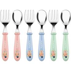 Vicloon Baby Fork and Spoon, 6 PCS Toddler Utensils Spoons Forks Tableware Set, Toddler Utensils Stainless Steel Baby Forks and Spoons, Baby Feeding