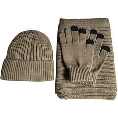 Accessories Dyfzdhu New Winter Thickened Warm Hat Scarf Glove Knitted Three Piece Set Khaki