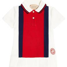 Gucci Milk/sky/red/mc/mx Logo-embroidered Polo-collar Cotton-jersey Dress 3-36 Months Months