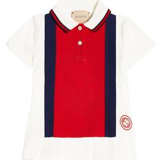 Milk/sky/red/mc/mx Logo-embroidered Polo-collar Cotton-jersey Dress 3-36 Months Months