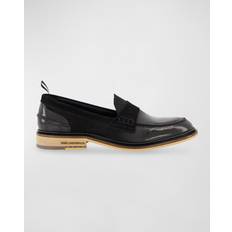 Karl Lagerfeld Men Low Shoes Karl Lagerfeld Men's Suede and Patent Leather Penny Loafers Black