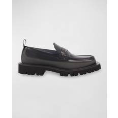 Karl Lagerfeld Men Shoes Karl Lagerfeld Men's Mixed Leather Logo Lug-Sole Penny Loafers Black