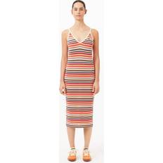 Lacoste Dresses Lacoste Strappy Striped Cotton Maxi Dress White Orange White