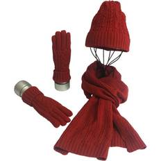 Yuanbang Winter Hat Scarf Glove Set Womens Warm Knit Beanie Hat Gloves Long Scarf Set Soft-Red