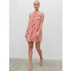 Pretty Lavish Kelsey Halter Ruffle Mini Dress Pink, Pink, 14, Women