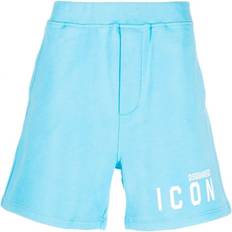 DSquared2 Men Shorts DSquared2 Mens Icon Logo Printed Cotton Shorts in Blue