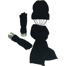 Yuanbang Winter Hat Scarf Glove Set Womens Warm Knit Beanie Hat Gloves Long Scarf Set Soft-Black