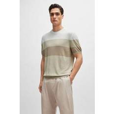 Natural Sweaters BOSS Linen-blend Regular-fit Sweater With Accent Tipping