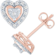 Macy's Earrings Macy's Diamond Heart Earrings 1/10 ct. t.w. in Sterling Silver or Sterling Silver & 14k Rose Gold-Plate Sterling Silver Rose Gold-Plate