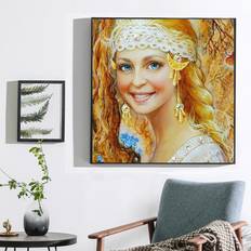 Gold Diamond Paintings Fiyo Cross Stitch DIY Diamond Embroidery Golden Hair Girl Full Round Diamond Painting Mosaic Home Decor