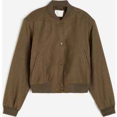 H&M Women Jackets H&M & Linen-blend Bomber Jacket Green