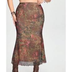 Florals - Women Skirts Shein Plus Vintage Tie Dye Flower Print Mermaid Skirt