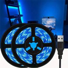 Blue Light Strips Shein 1pc 60 Led/Meter Flexible Led Strip Light, Usb-Powered, Blue Color, Non-Waterproof, Suitable For Tv, Computer, Kitchen, Display Cabinet Background Lighting (Available In 1m/3m/5m) Light Strip