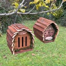 Natural Garden Ornaments Selections Wooden Hanging Butterfly & Insect House Set