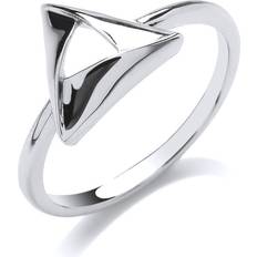 Rhodium Plated Rings Jewelco London Triangle Hamantaschen Dress Ring - Silver