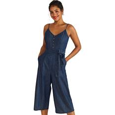 Cotton - Women Jumpsuits & Overalls Yumi Light Denim Culotte Jumpsuit, Blue