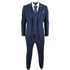 Truclothing Mens Wool Tweed Suit Piece Authentic 1920s Tailored Fit Classic Navy