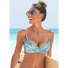 Silver - Women Bikini Tops Sunseeker Tropical Print Underwired Bikini Top Silver