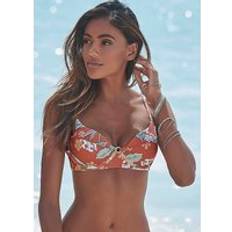 Silver - Women Bikini Tops Sunseeker Tropical Print Underwired Bikini Top Silver