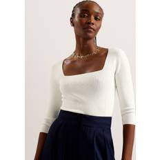 Ted Baker Dam Överdelar Ted Baker Womens Ivory Vallryy Square-neck Stretch-woven top