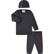 Noir Autres Ensembles Ribbed Long Sleeve Tee & Leggings & Cap Set - Baby