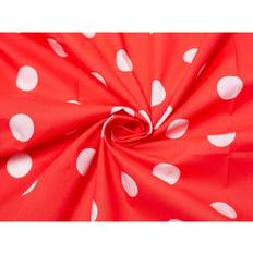 Red Fabrics Minerva Red & Printed Polycotton Fabrics White, Red