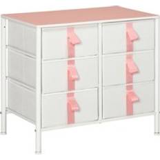 Pink Chest of Drawers Homcom Storage with 6 Chest of Drawer